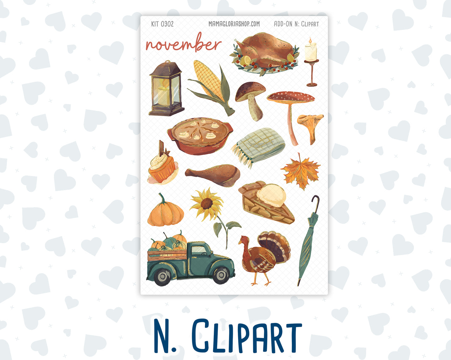 Kit 0302 - Add Ons - November - Thankful Season - Planner Stickers