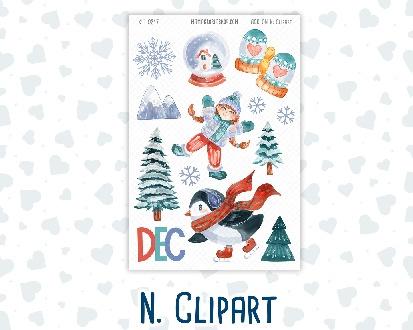Kit 0247 - Add Ons - December - Snow Day Adventures - Planner Stickers