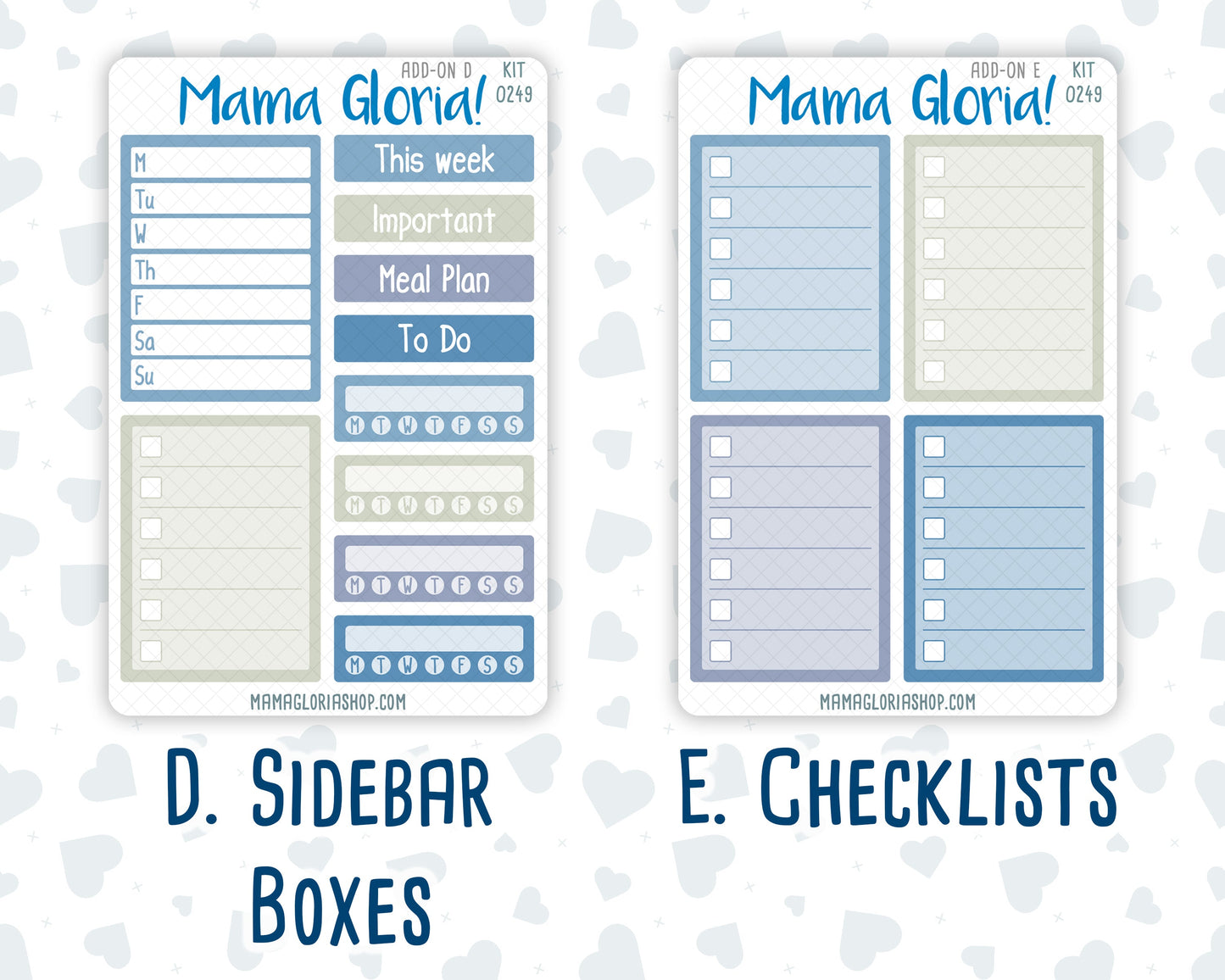 Kit 0249 - Add Ons - January - Icy Lace - Planner Stickers