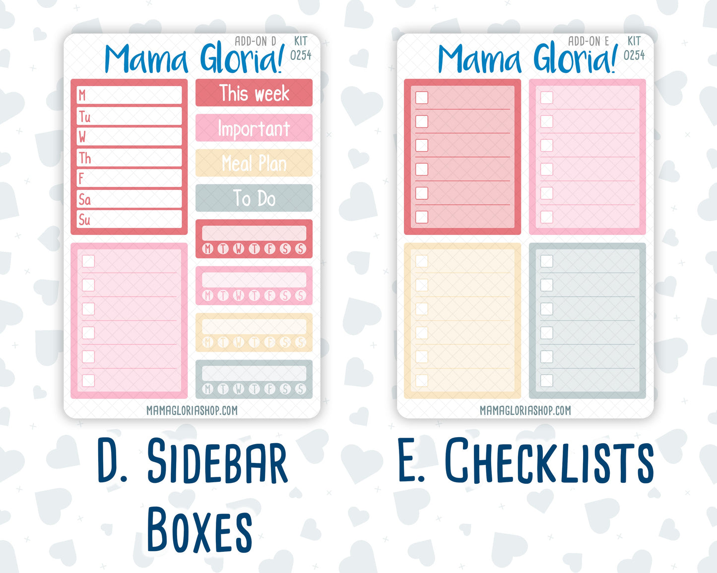 Kit 0254 - Add Ons - February - Valentine Village - Planner Stickers