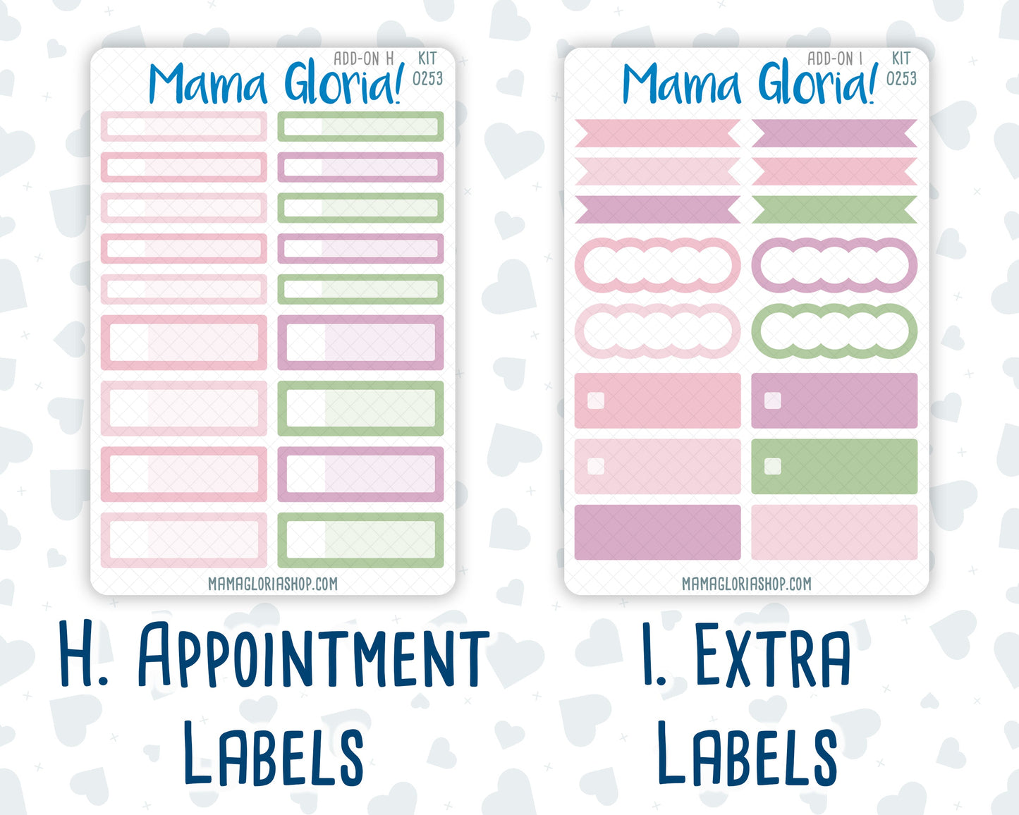 Kit 0253 - Add Ons - February - Rosy Daydreams - Planner Stickers