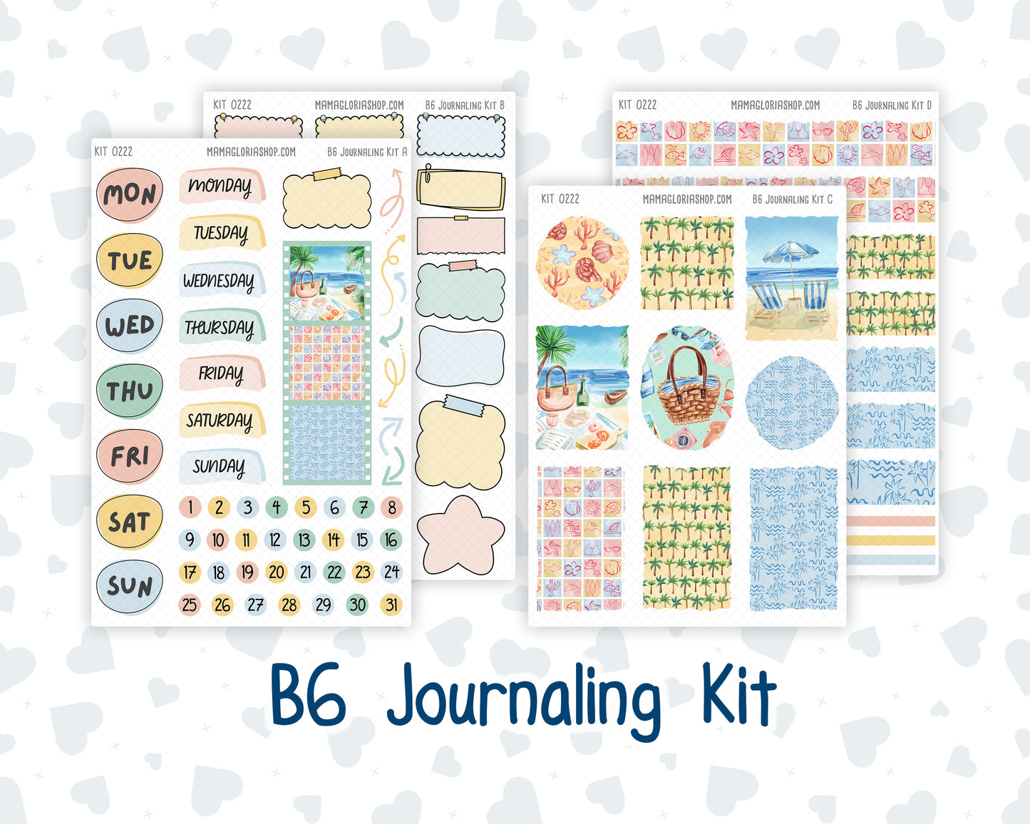 Kit 0222 - B6 - For Sterling Ink And More - Journaling Daily Kit - June - Beach Day