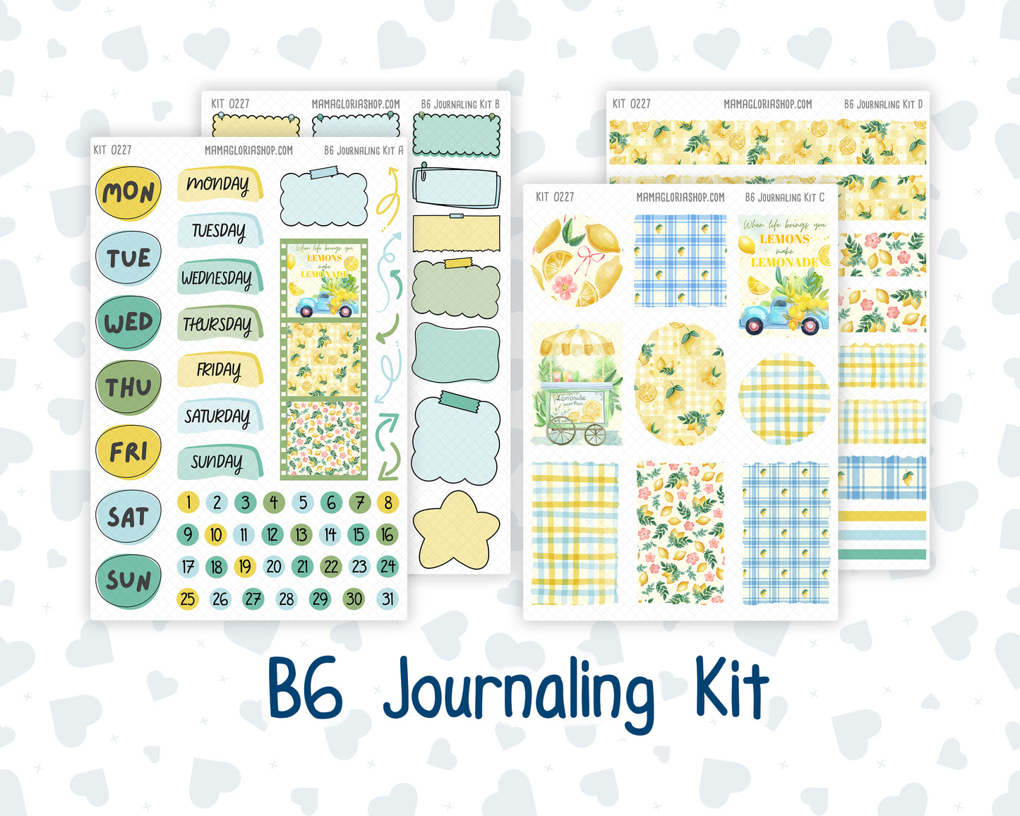 Kit 0227 - B6 - For Sterling Ink And More - Journaling Daily Kit - July - Lemon Grove