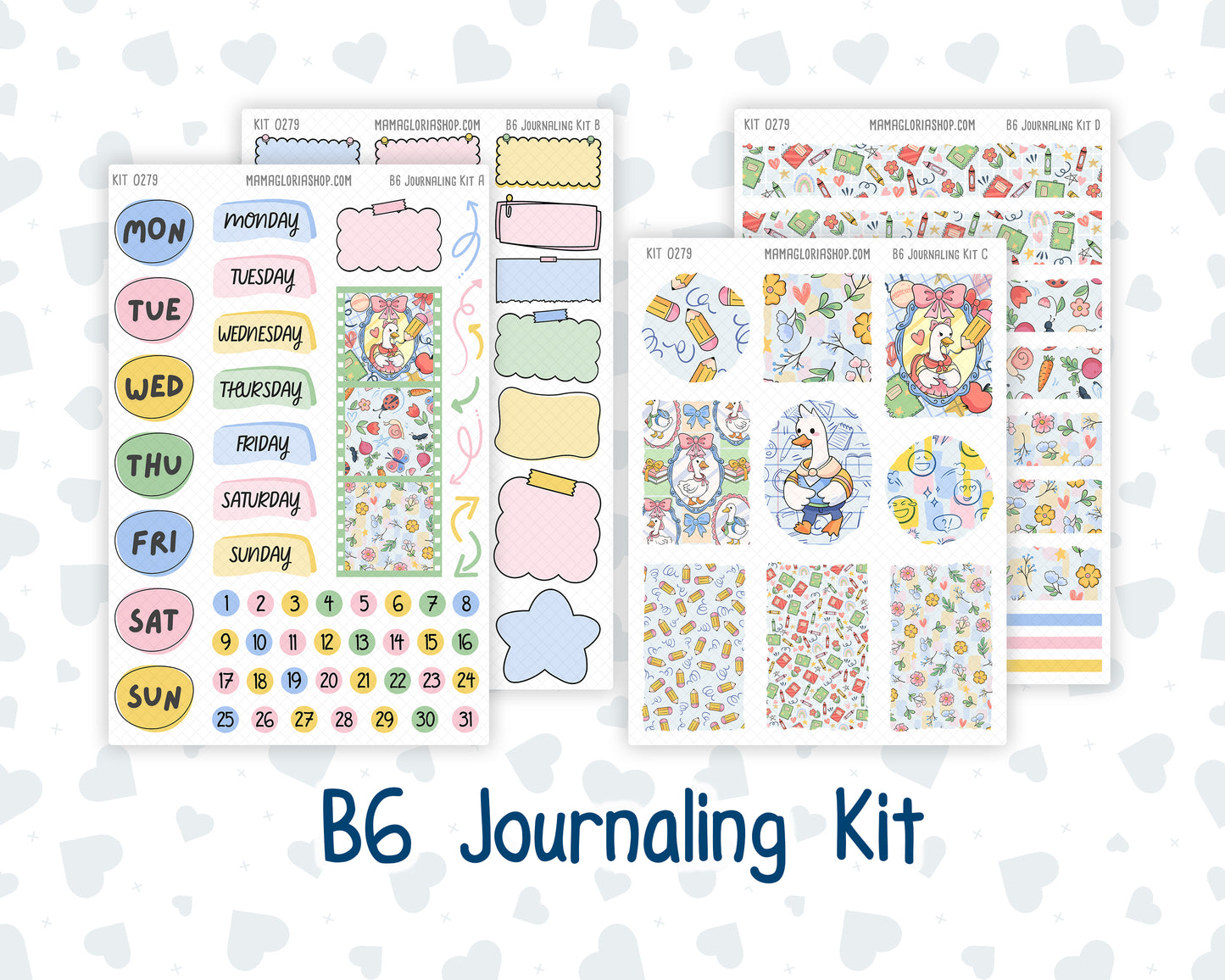 Kit 0279 - B6 - For Sterling Ink And More - Journaling Daily Kit - August - Not Ready For School