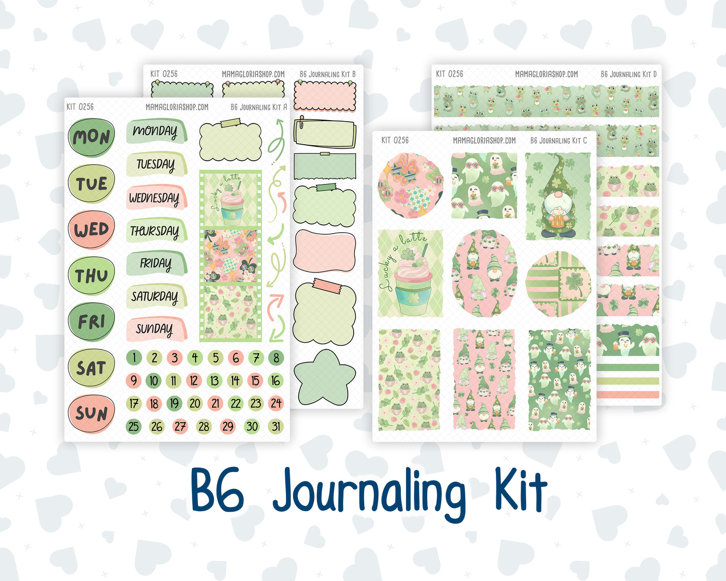 Kit 0256 - B6 - For Sterling Ink And More - Journaling Daily Kit - March - Froggy Luck