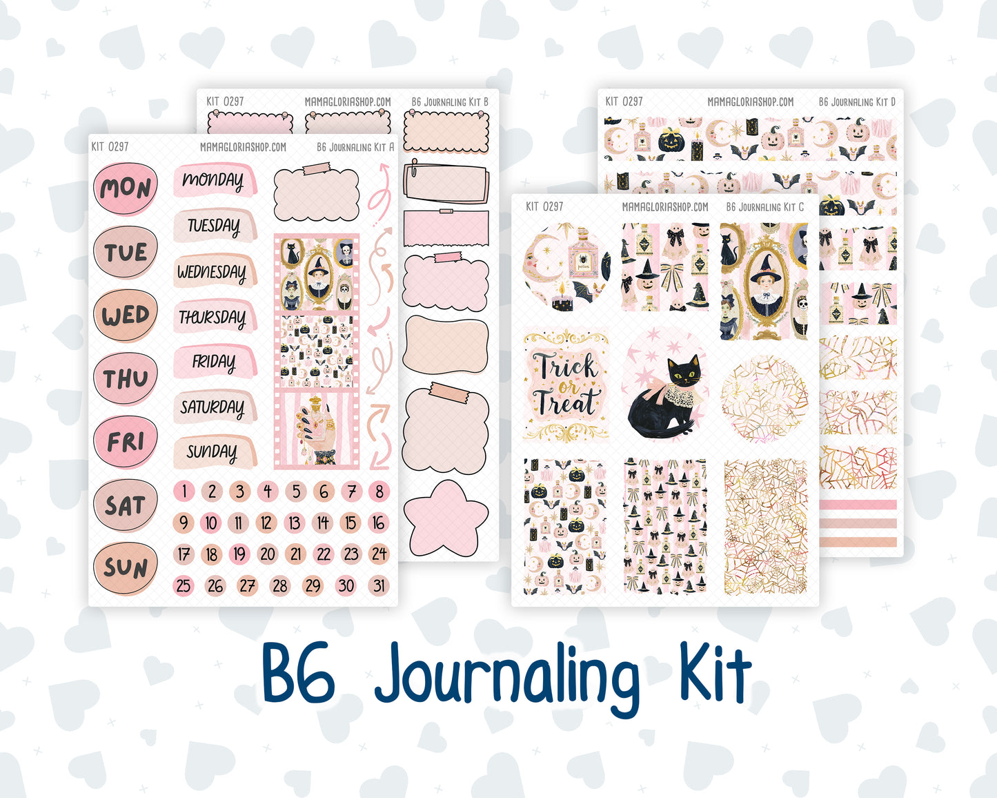 Kit 0297 - B6 - For Sterling Ink And More - Journaling Daily Kit - October - Pink Spell