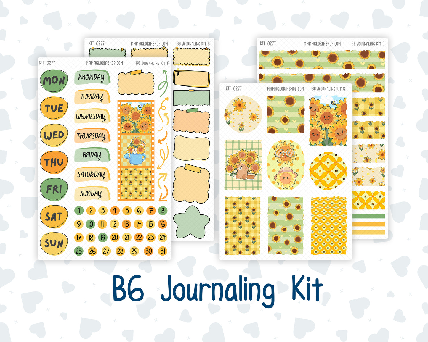 Kit 0277 - B6 - For Sterling Ink And More - Journaling Daily Kit - August - Sunflower Drama Club