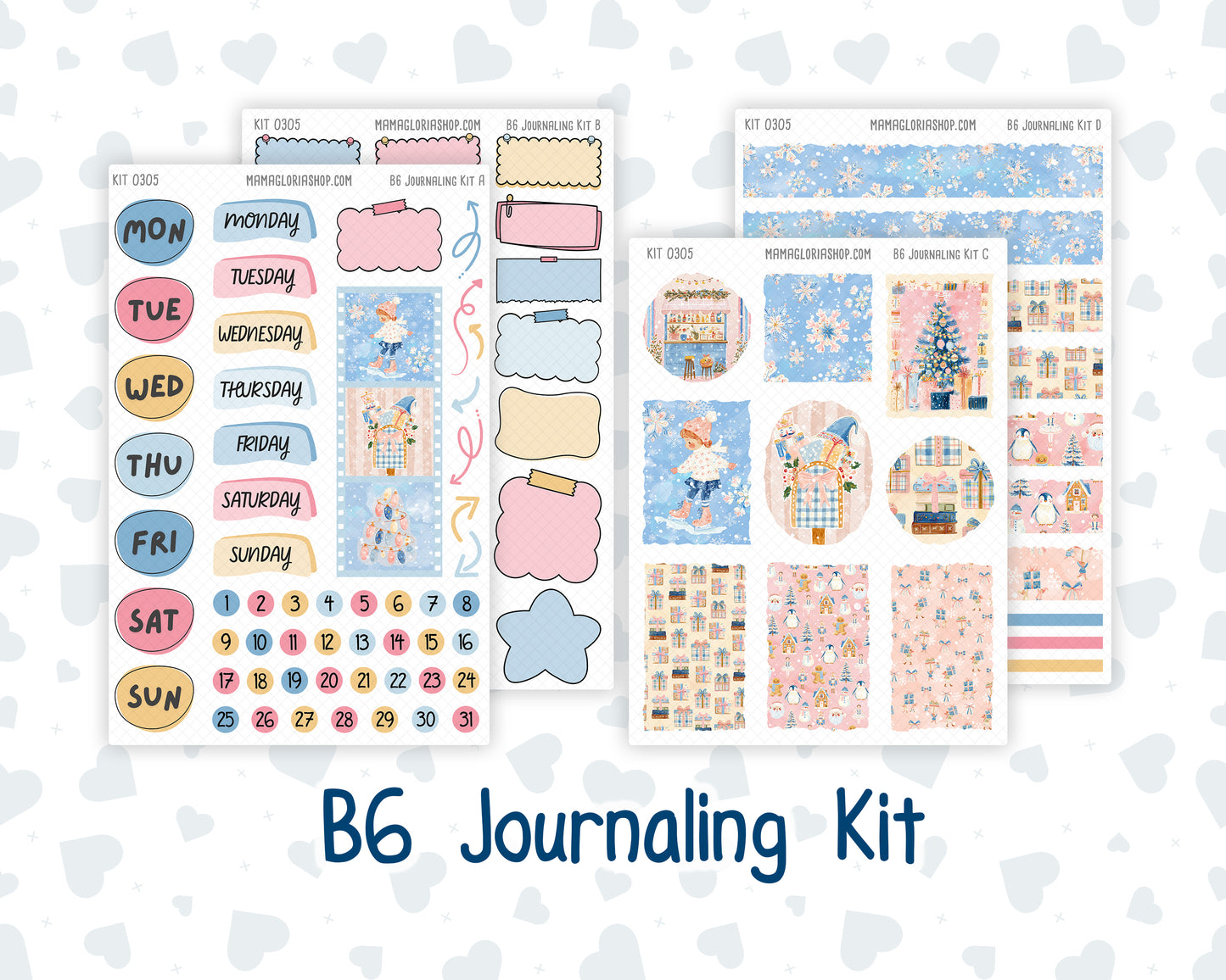 Kit 0305 - B6 - For Sterling Ink And More - Journaling Daily Kit - December - Sugarplum Parade