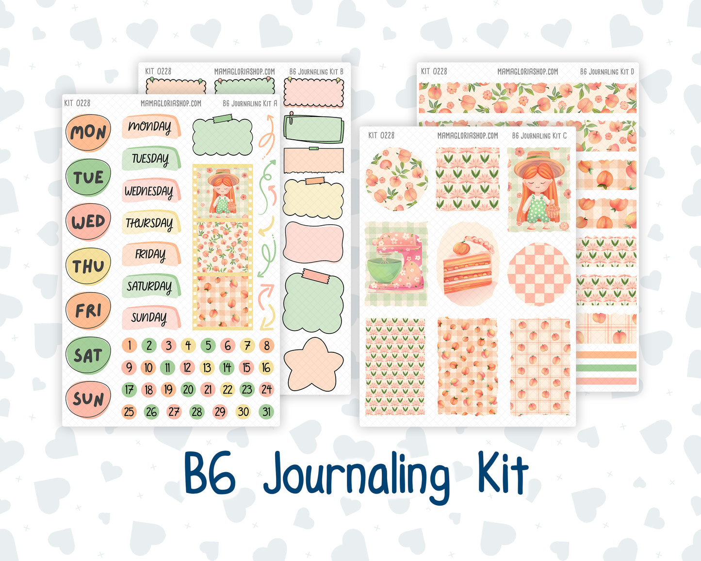 Kit 0228 - B6 - For Sterling Ink And More - Journaling Daily Kit - August - Just Peachy