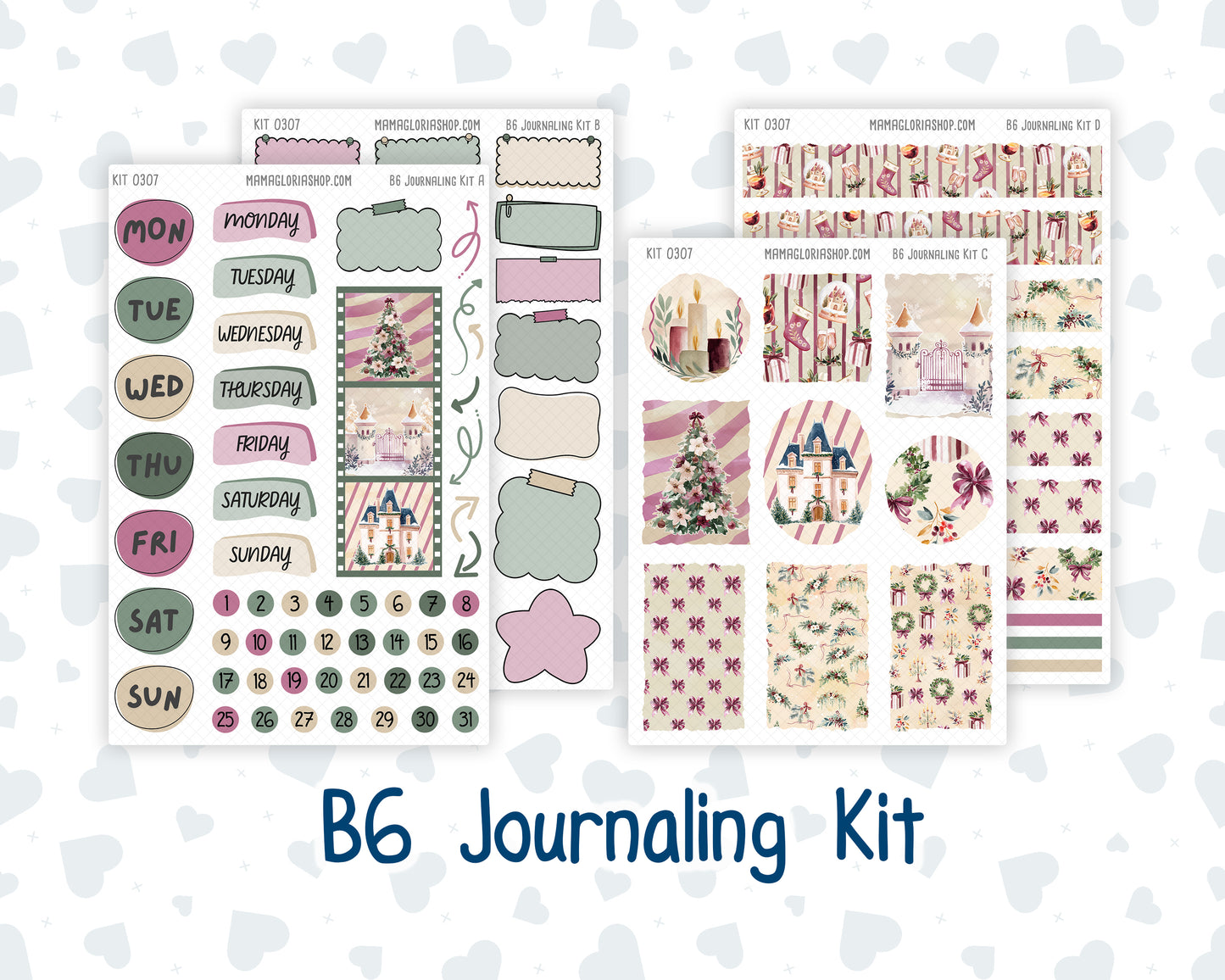 Kit 0307 - B6 - For Sterling Ink And More - Journaling Daily Kit - December - Velvet Hearth