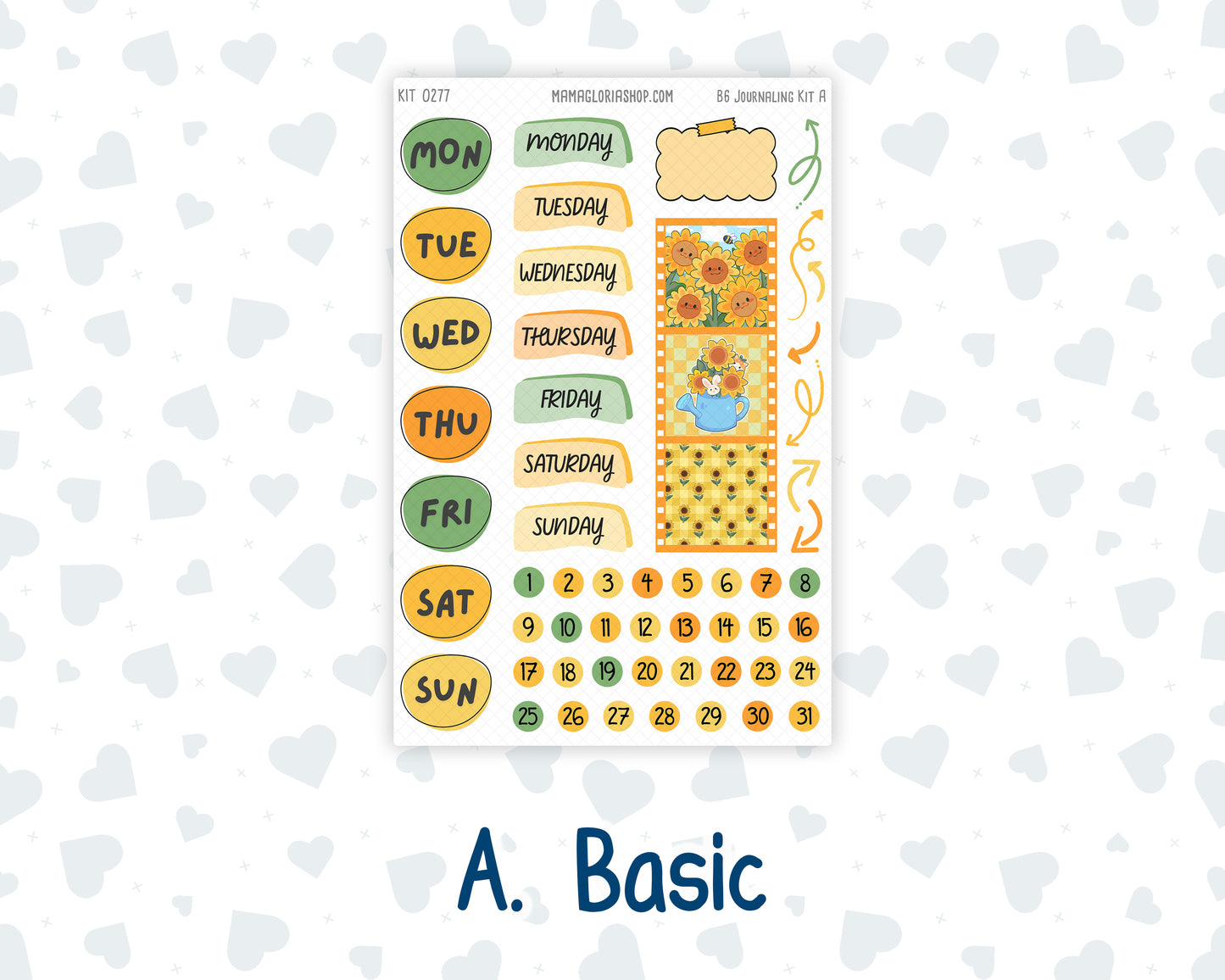 Kit 0277 - B6 - For Sterling Ink And More - Journaling Daily Kit - August - Sunflower Drama Club