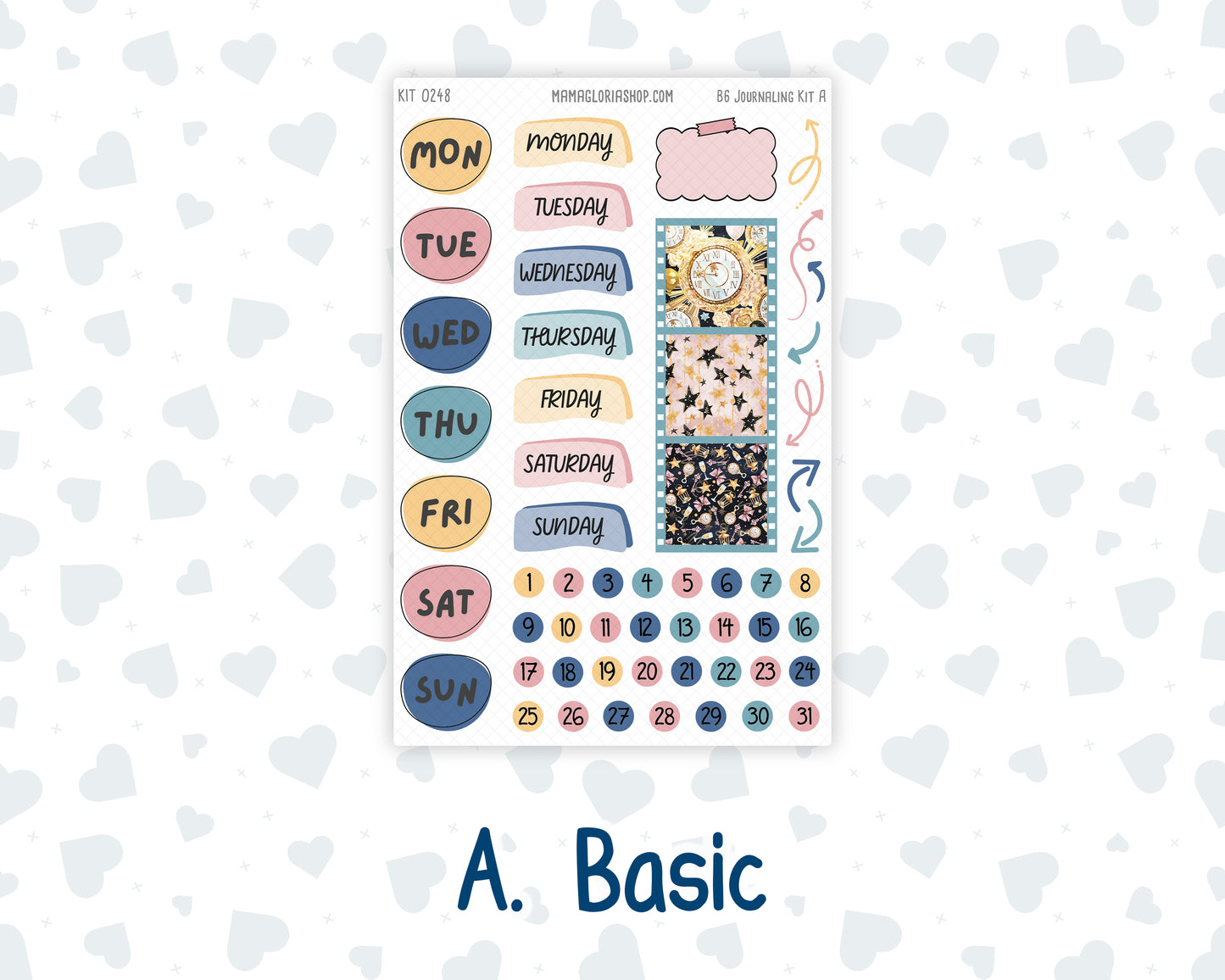 Kit 0248 - B6 - For Sterling Ink And More - Journaling Daily Kit - January - Midnight Countdown