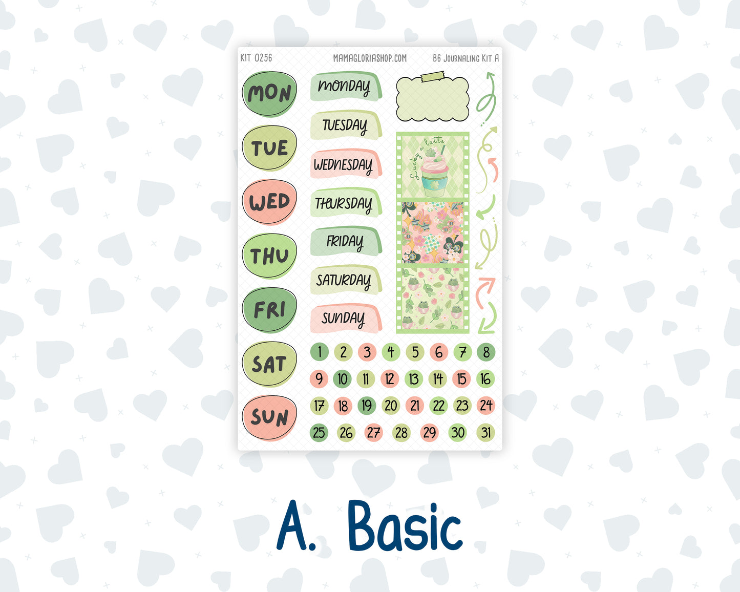 Kit 0256 - B6 - For Sterling Ink And More - Journaling Daily Kit - March - Froggy Luck
