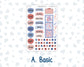 Kit 0273 - B6 - For Sterling Ink And More - Journaling Daily Kit - July - Americana In Bloom