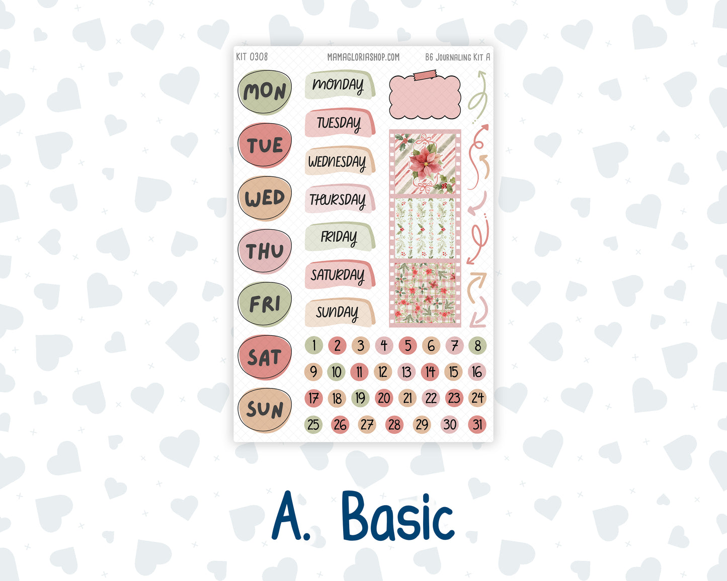 Kit 0308 - B6 - For Sterling Ink And More - Journaling Daily Kit - December - Knit & Holly