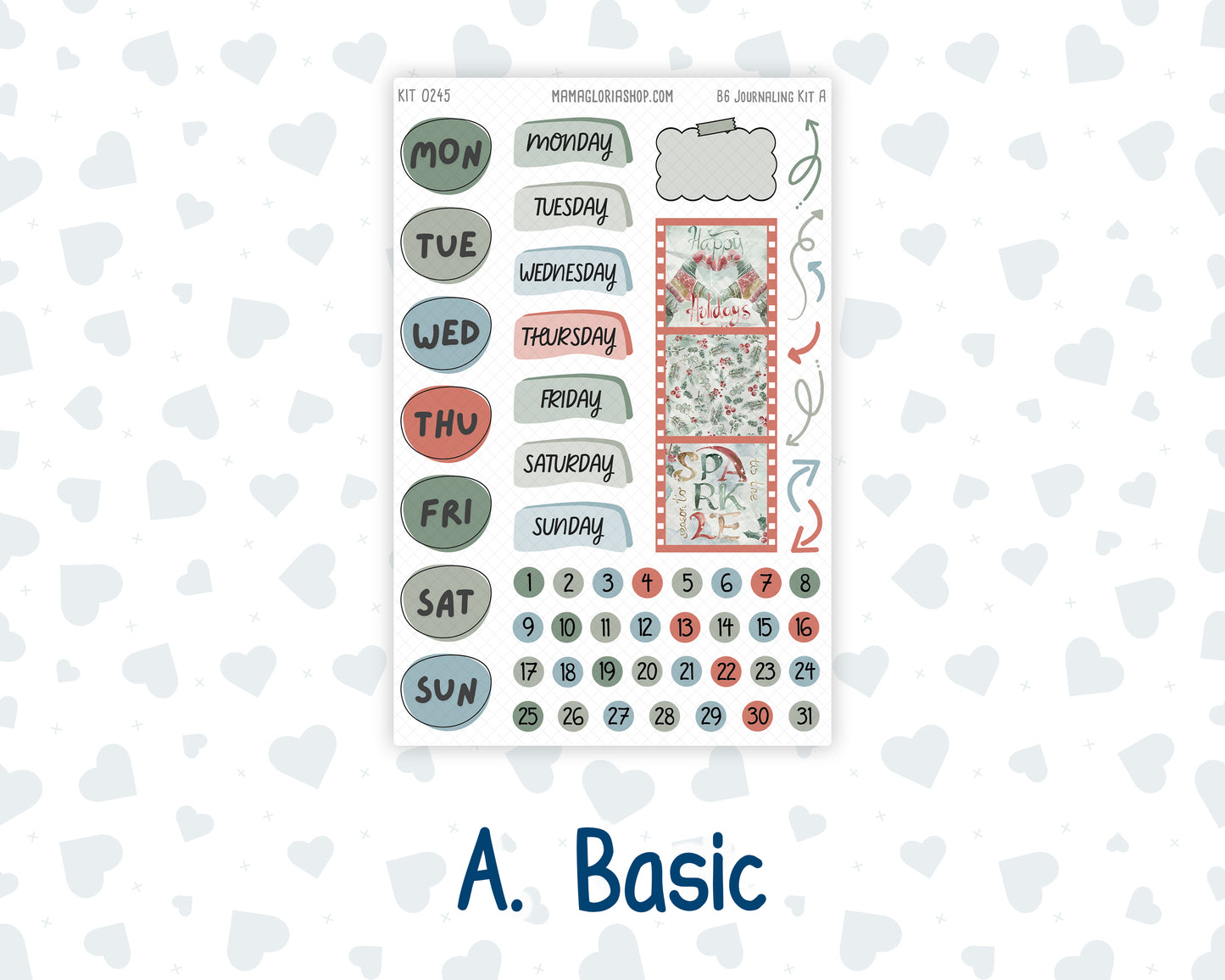 Kit 0245 - B6 - For Sterling Ink And More - Journaling Daily Kit - December - Vintage Christmas