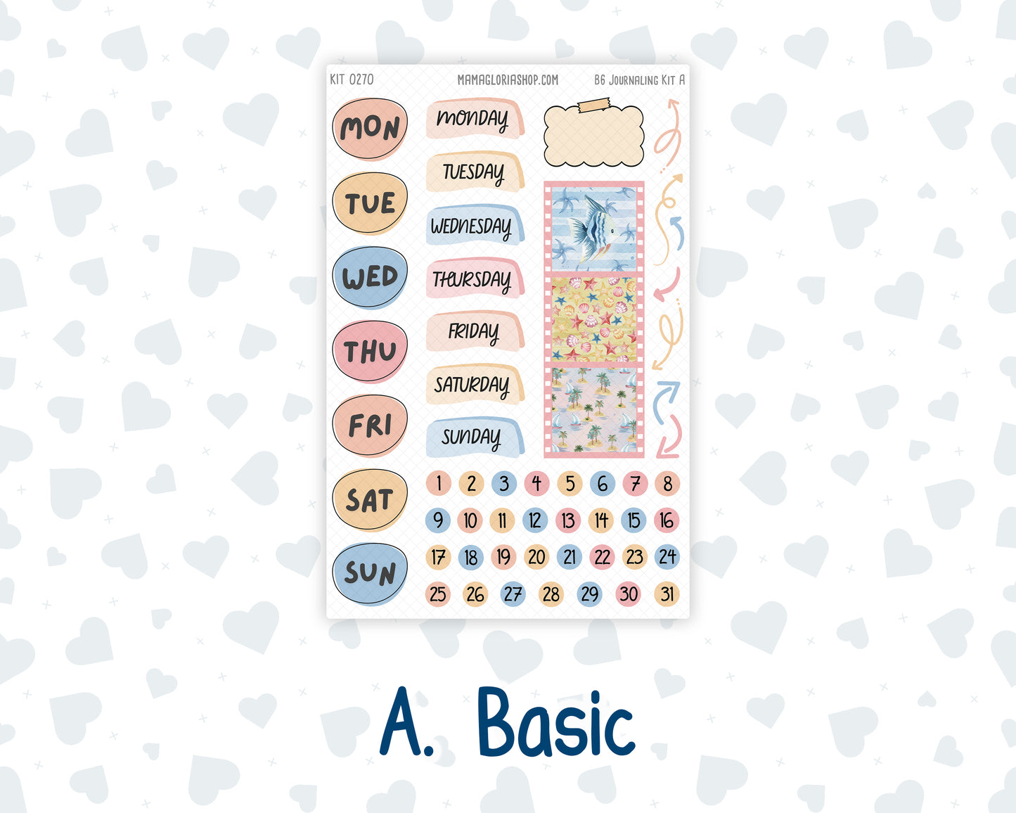 Kit 0270 - B6 - For Sterling Ink And More - Journaling Daily Kit - June - Beachside Bliss