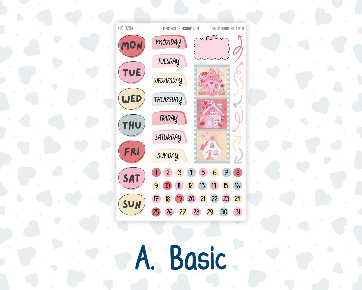 Kit 0254 - B6 - For Sterling Ink And More - Journaling Daily Kit - February - Valentine Village