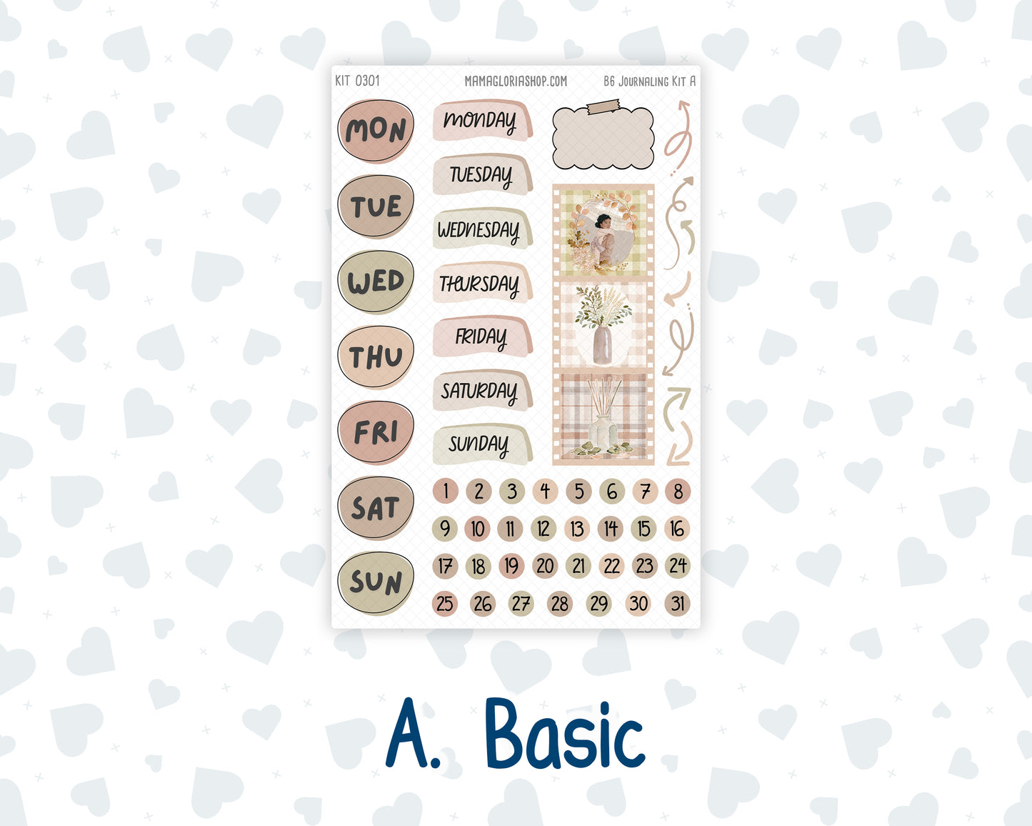 Kit 0301 - B6 - For Sterling Ink And More - Journaling Daily Kit - November - Sunday Comfort