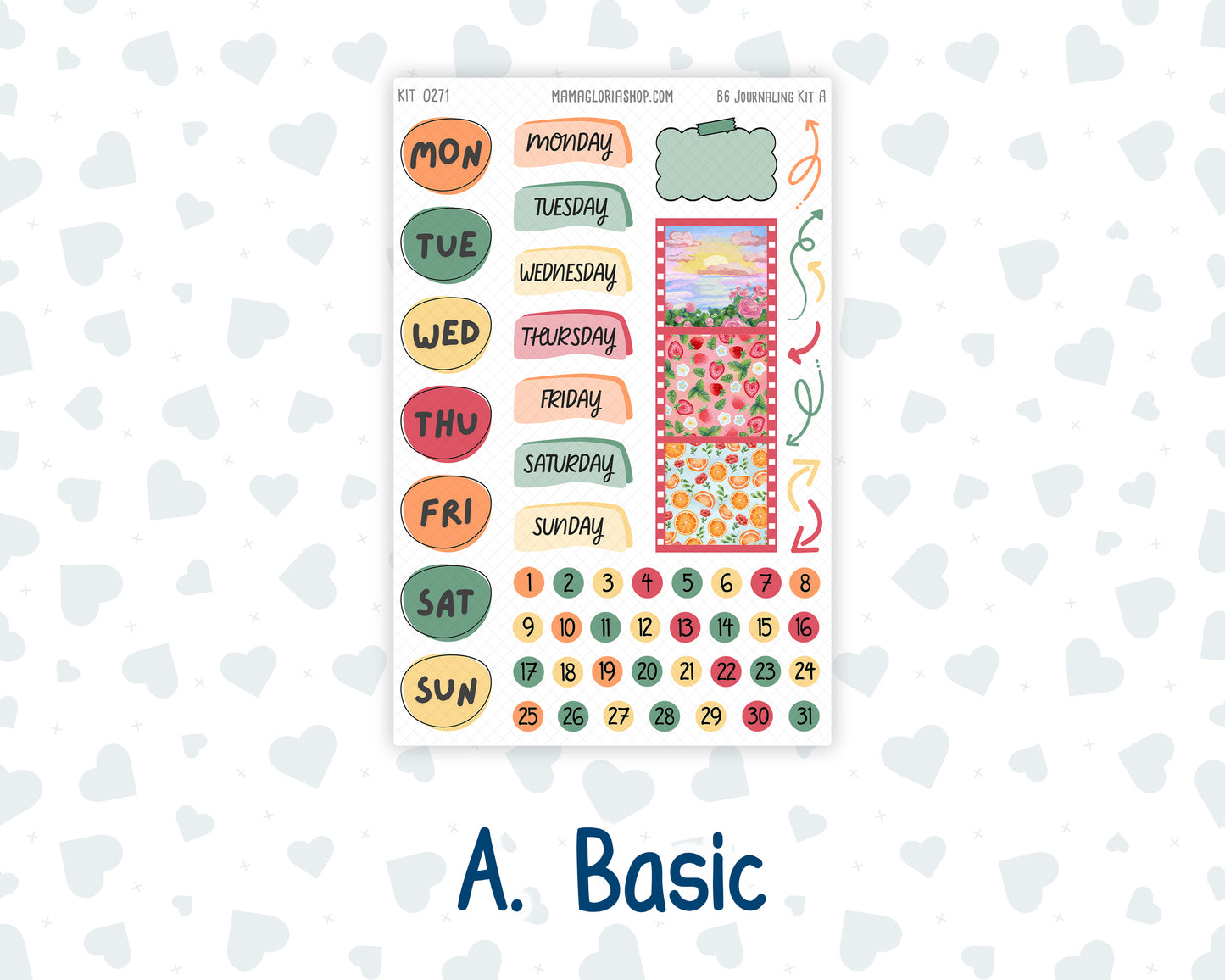 Kit 0271 - B6 - For Sterling Ink And More - Journaling Daily Kit - June - Strawberry Shore