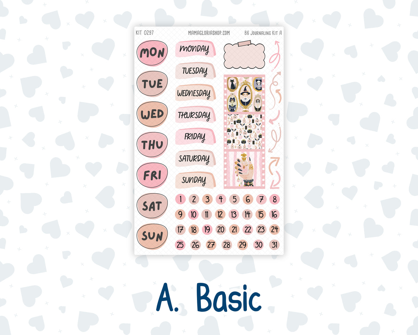 Kit 0297 - B6 - For Sterling Ink And More - Journaling Daily Kit - October - Pink Spell