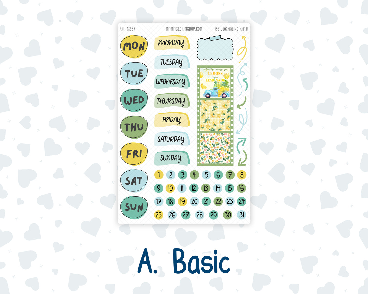 Kit 0227 - B6 - For Sterling Ink And More - Journaling Daily Kit - July - Lemon Grove