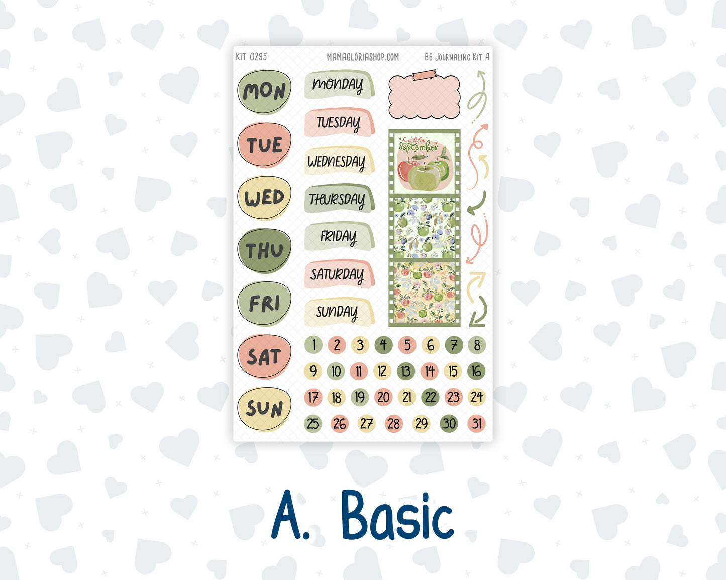 Kit 0295 - B6 - For Sterling Ink And More - Journaling Daily Kit - September - Apple Harvest