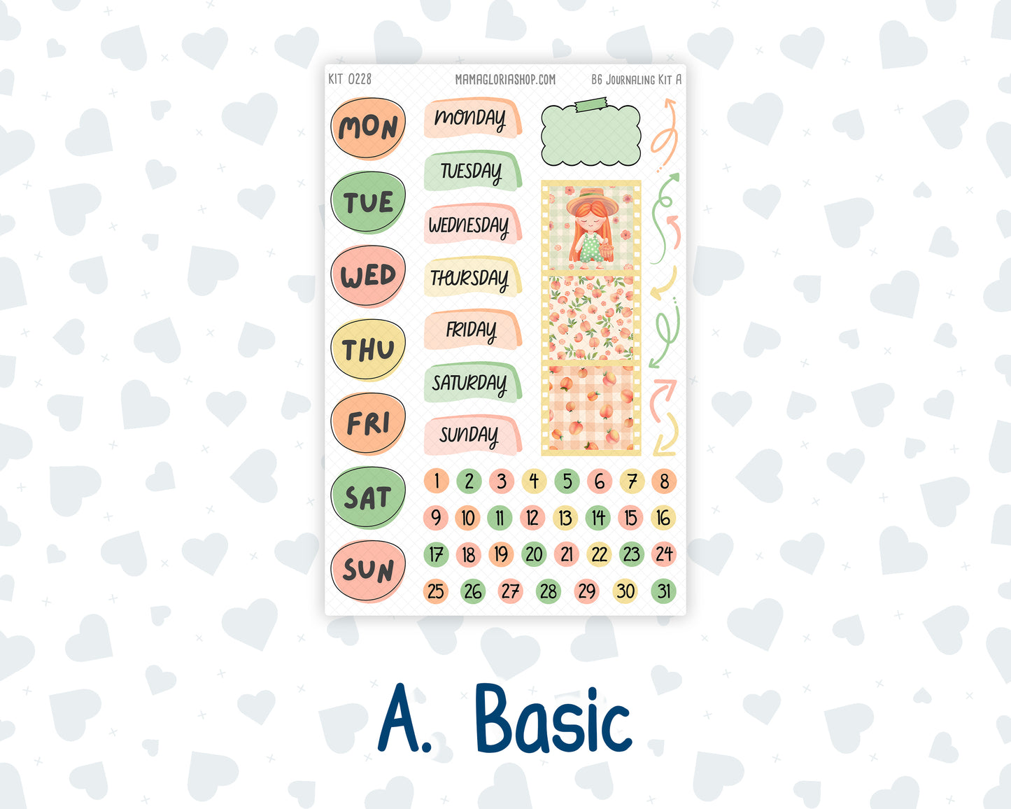 Kit 0228 - B6 - For Sterling Ink And More - Journaling Daily Kit - August - Just Peachy
