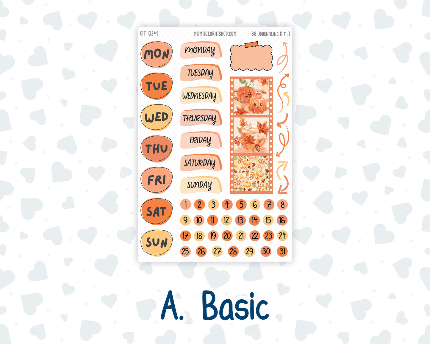 Kit 0241 - B6 - For Sterling Ink And More - Journaling Daily Kit - November - Pumpkin Latte