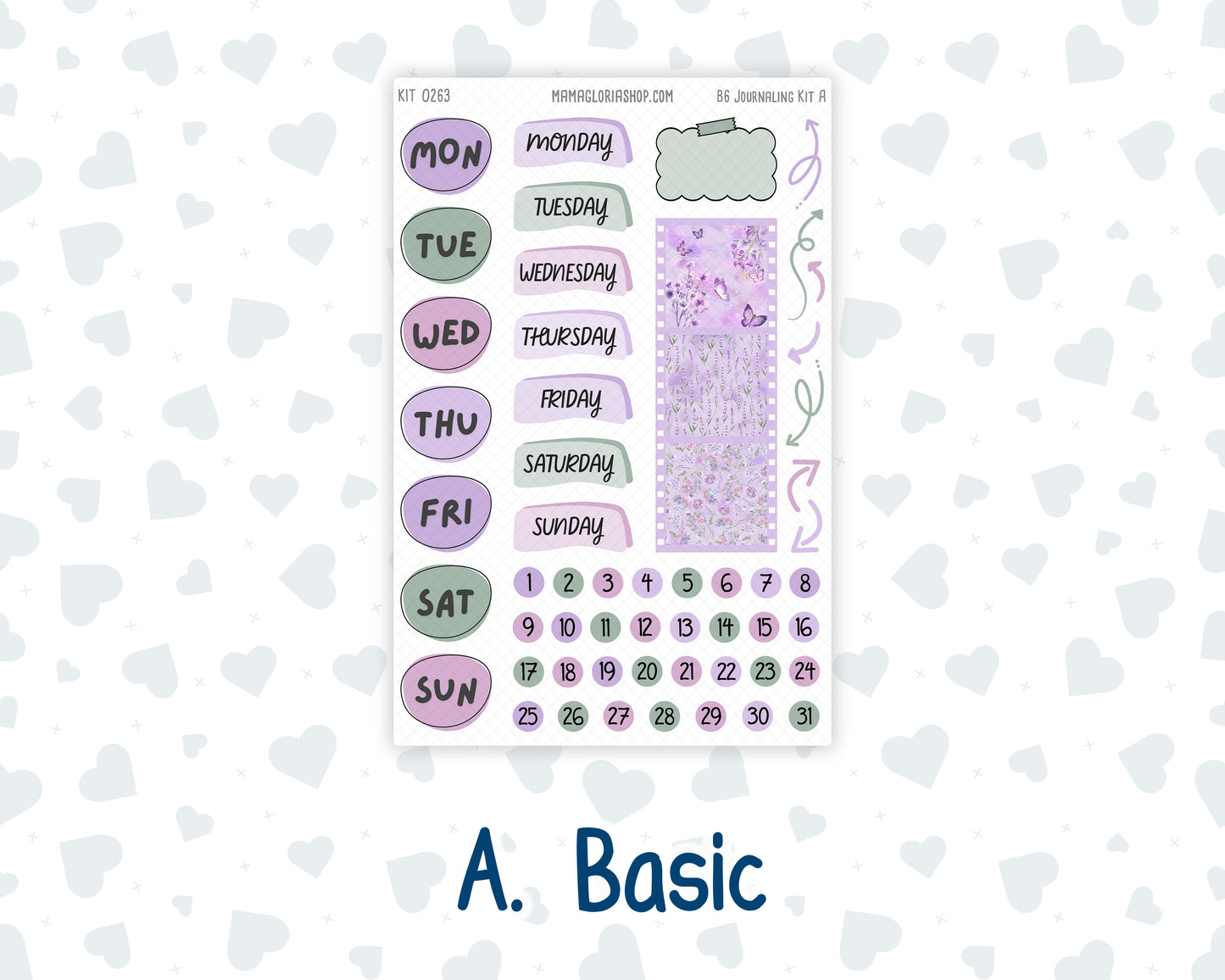 Kit 0263 - B6 - For Sterling Ink And More - Journaling Daily Kit - April - Lavender Drift