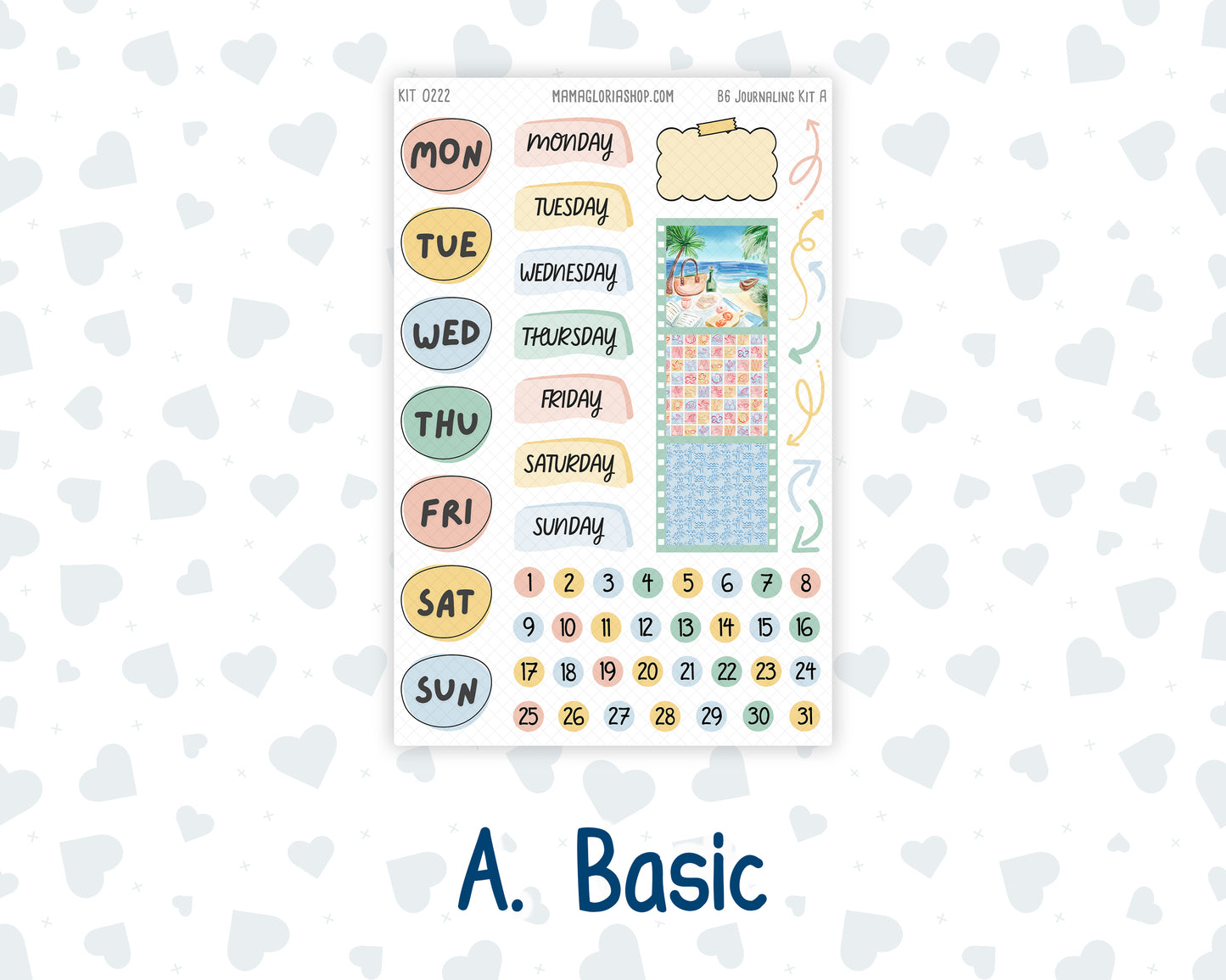 Kit 0222 - B6 - For Sterling Ink And More - Journaling Daily Kit - June - Beach Day