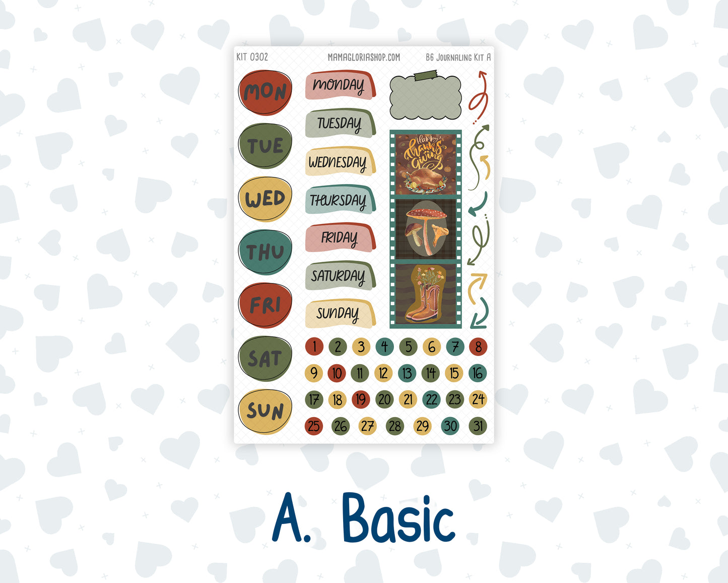 Kit 0302 - B6 - For Sterling Ink And More - Journaling Daily Kit - November - Thankful Season