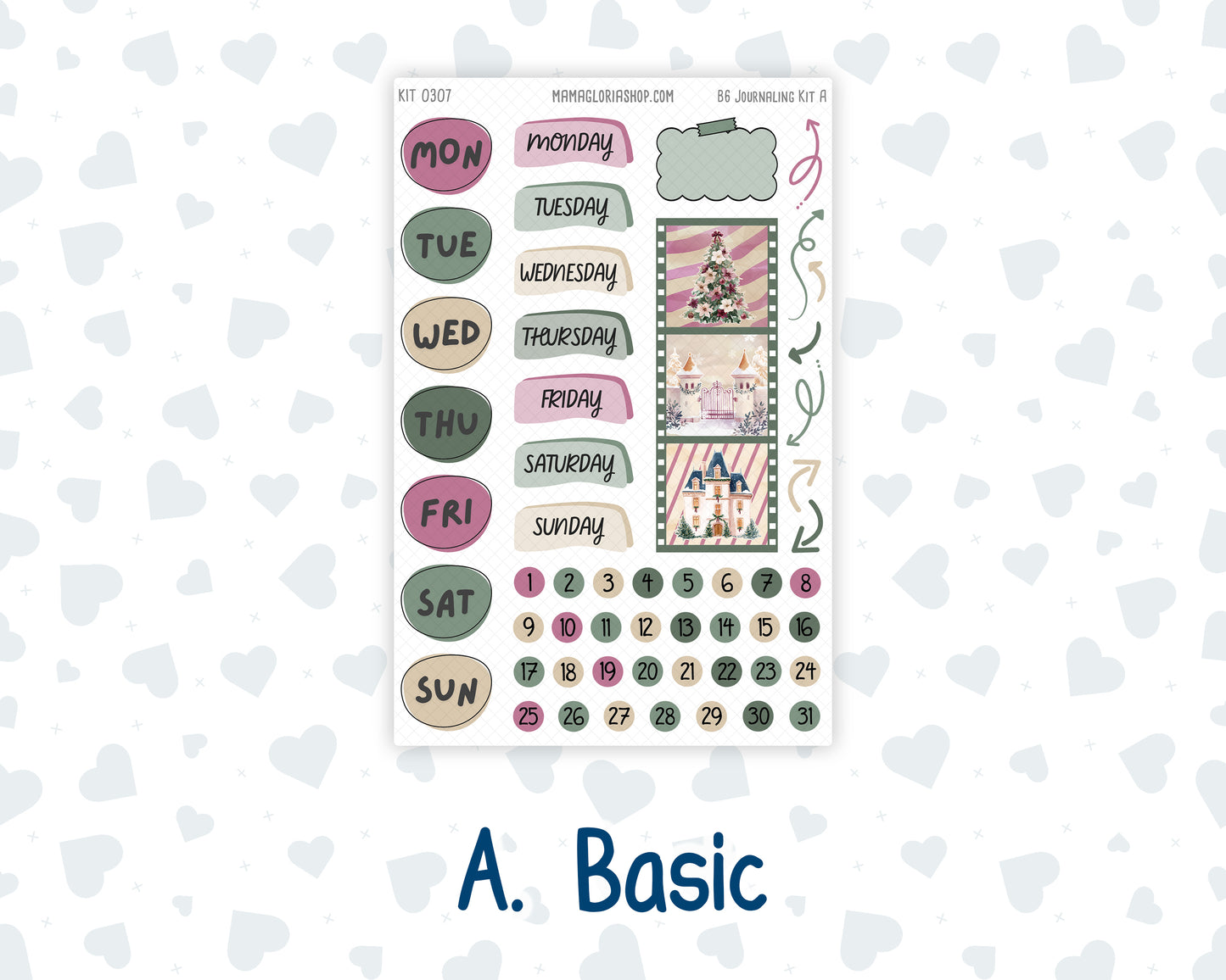 Kit 0307 - B6 - For Sterling Ink And More - Journaling Daily Kit - December - Velvet Hearth