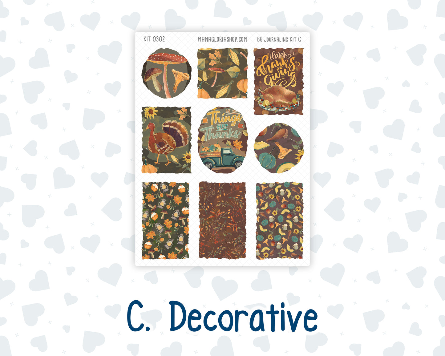 Kit 0302 - B6 - For Sterling Ink And More - Journaling Daily Kit - November - Thankful Season