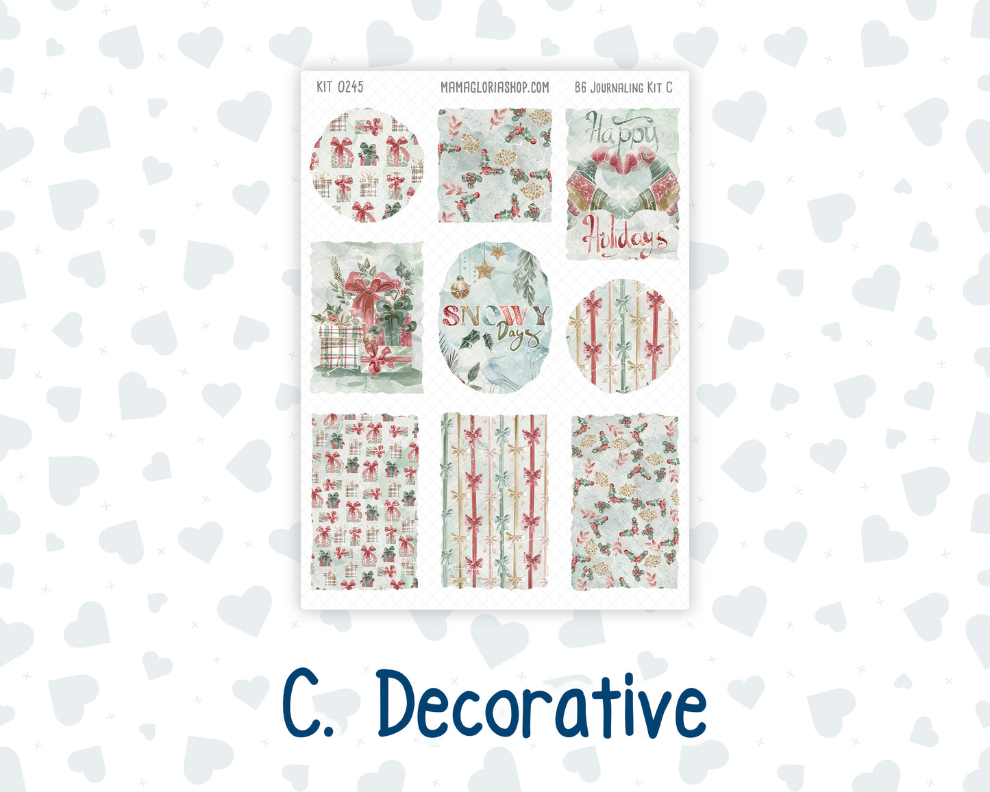 Kit 0245 - B6 - For Sterling Ink And More - Journaling Daily Kit - December - Vintage Christmas