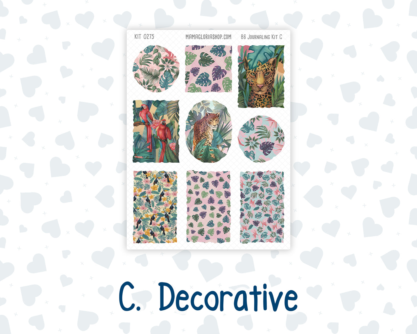 Kit 0275 - B6 - For Sterling Ink And More - Journaling Daily Kit - July - Tropical Safari Blush