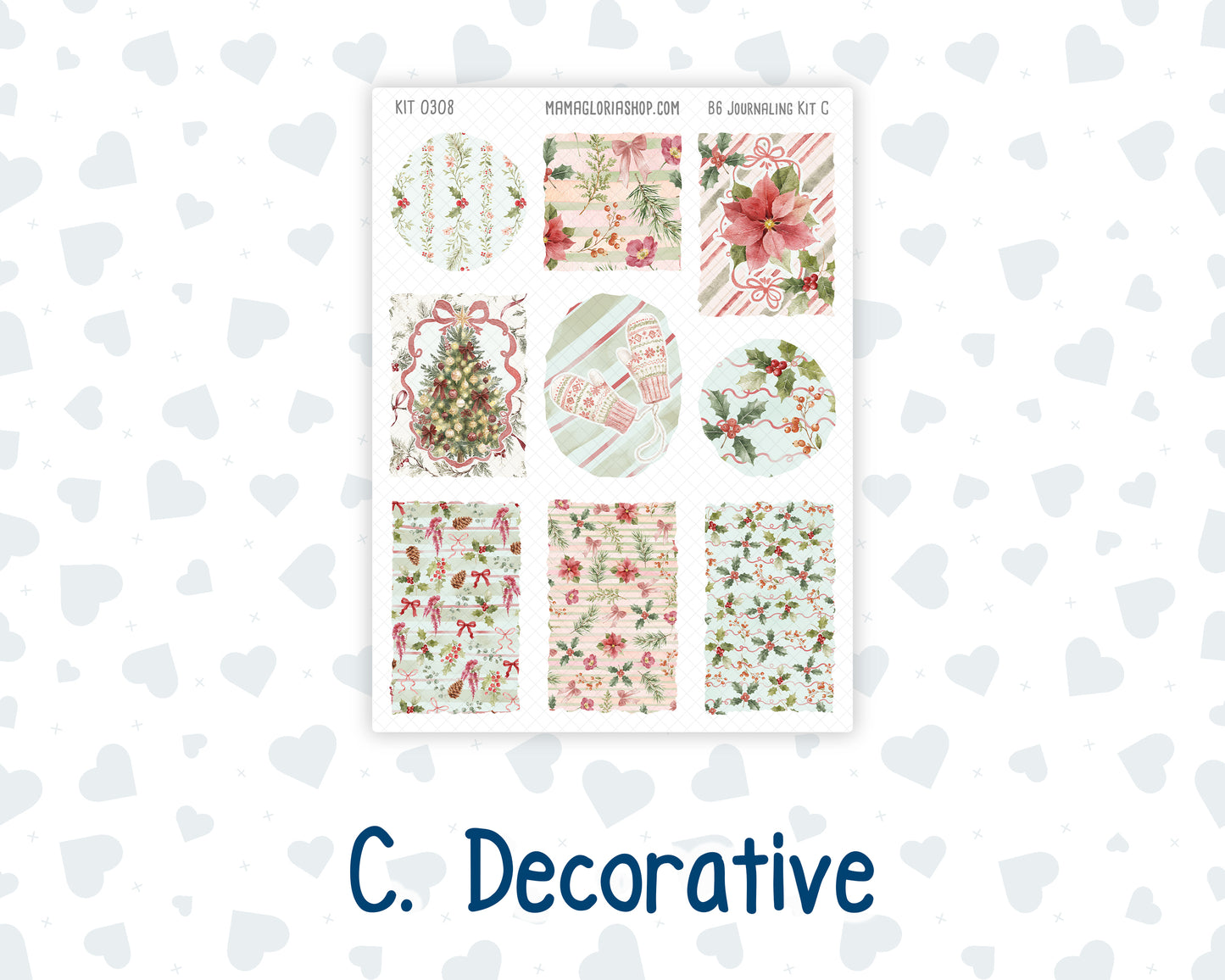 Kit 0308 - B6 - For Sterling Ink And More - Journaling Daily Kit - December - Knit & Holly