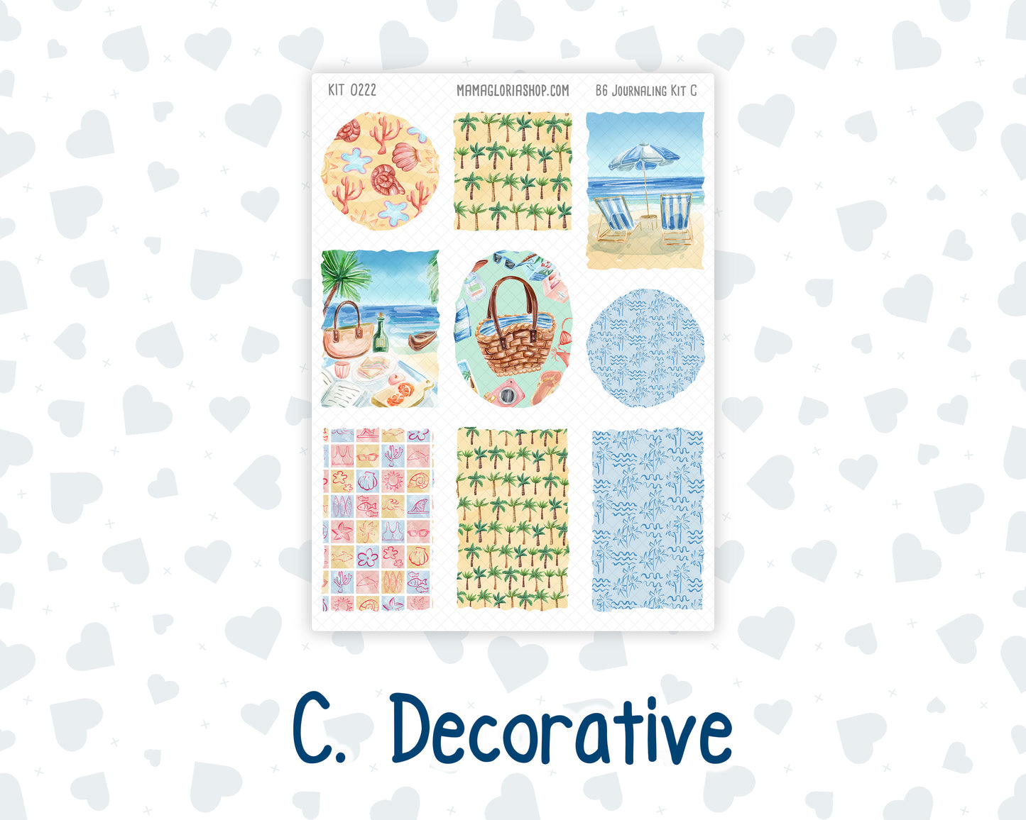 Kit 0222 - B6 - For Sterling Ink And More - Journaling Daily Kit - June - Beach Day