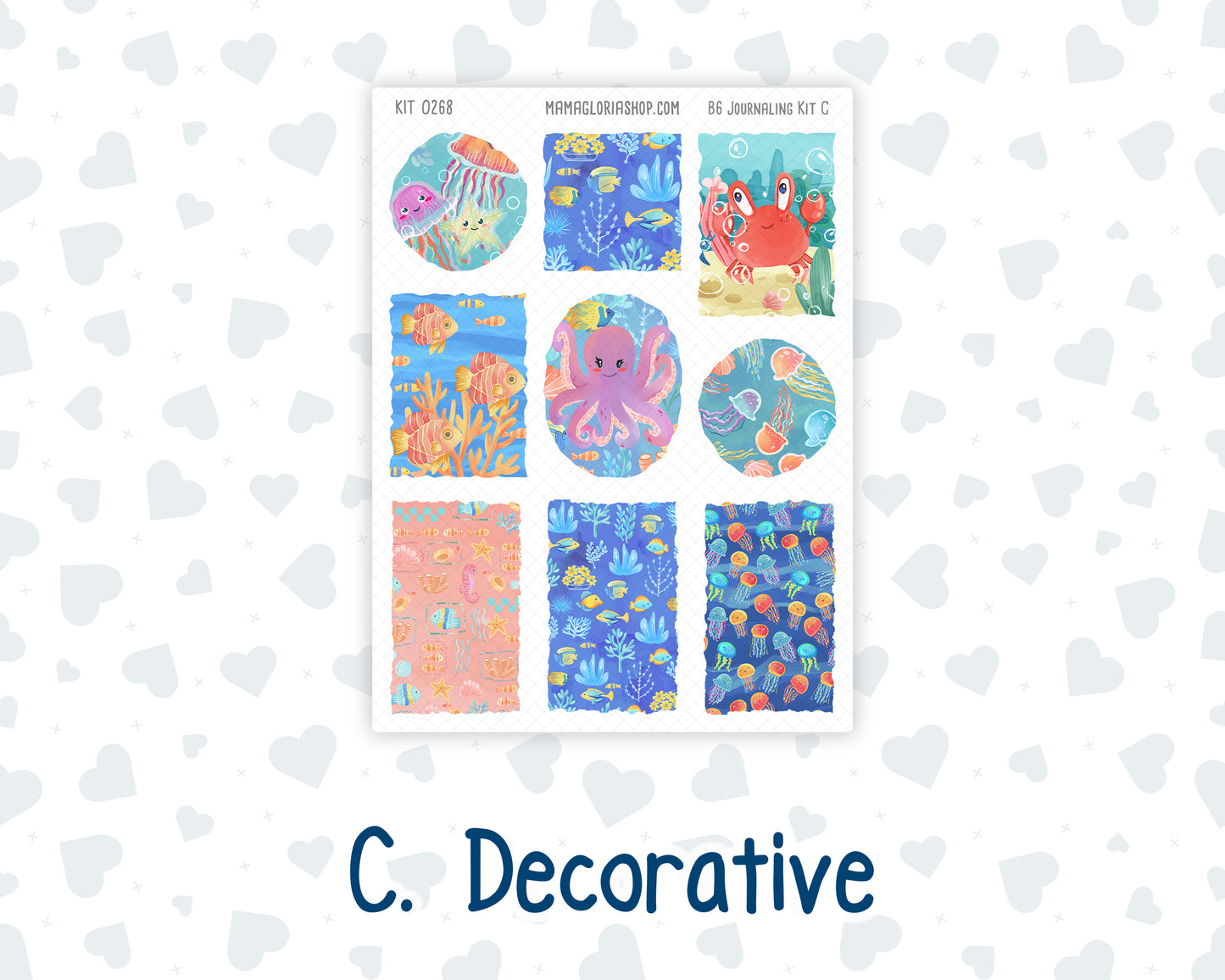 Kit 0268 - B6 - For Sterling Ink And More - Journaling Daily Kit - June - Sea Sweeties