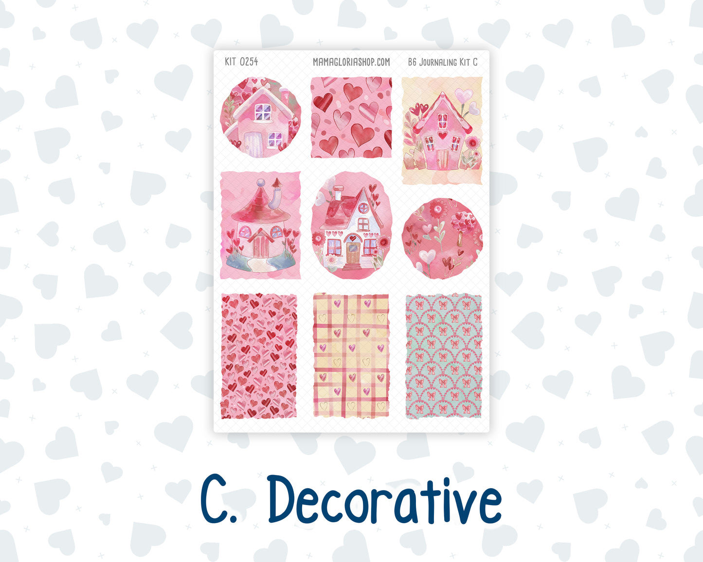 Kit 0254 - B6 - For Sterling Ink And More - Journaling Daily Kit - February - Valentine Village