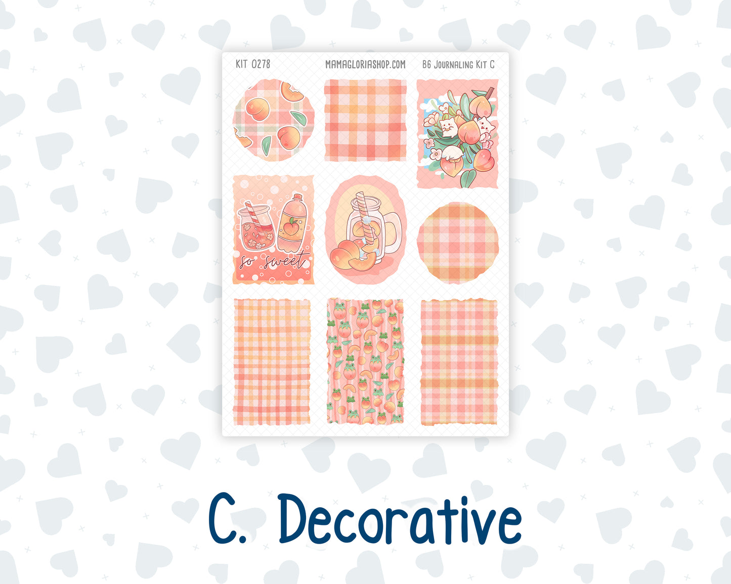 Kit 0278 - B6 - For Sterling Ink And More - Journaling Daily Kit - August - Oops, All Peaches