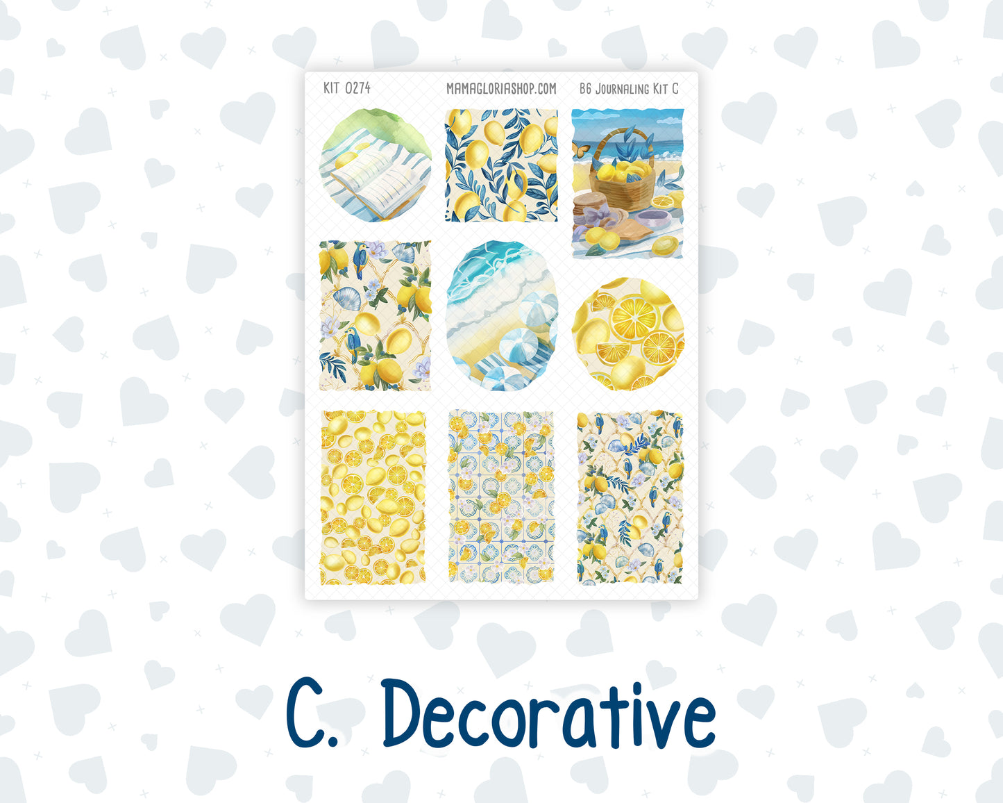 Kit 0274 - B6 - For Sterling Ink And More - Journaling Daily Kit - July - Sunny Lemon Shore