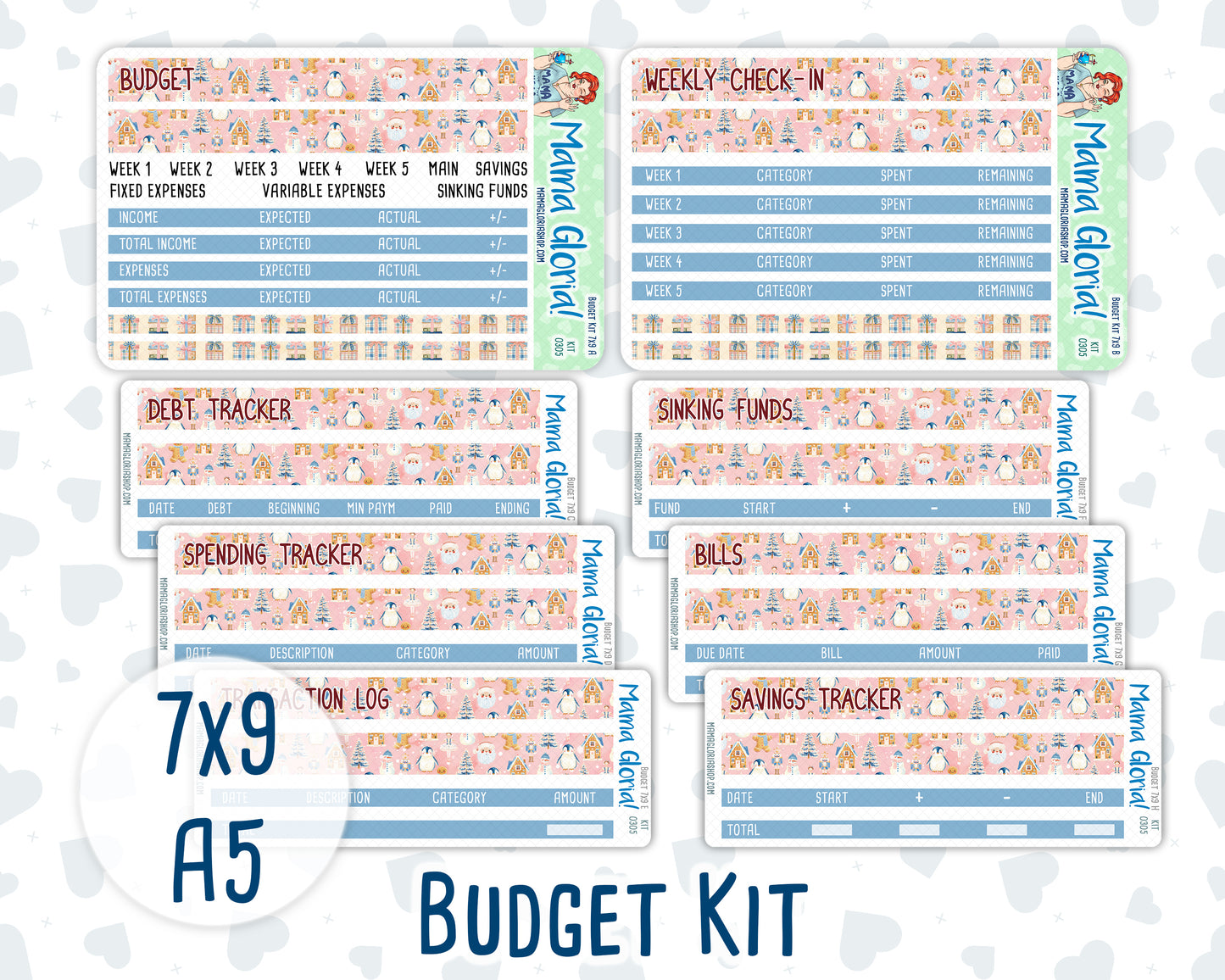 Kit 0305 - Budget - For 7x9 & A5 Planners | Notebooks - December - Sugarplum Parade