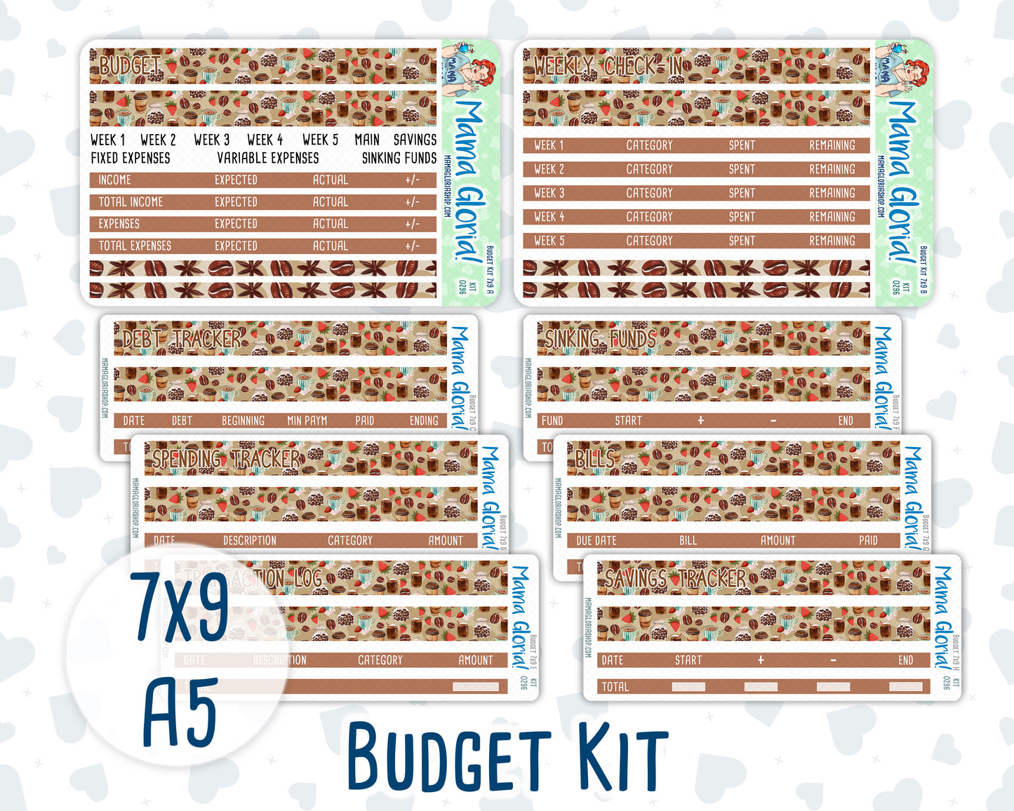 Kit 0296 - Budget - For 7x9 & A5 Planners | Notebooks - September - Coffee Break