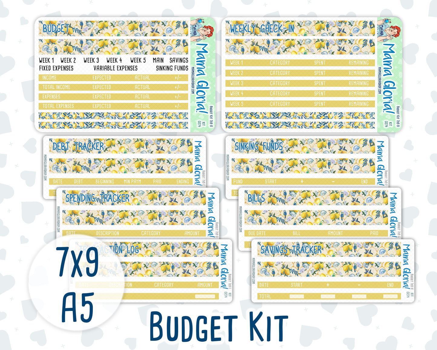Kit 0274 - Budget - For 7x9 & A5 Planners | Notebooks - July - Sunny Lemon Shore