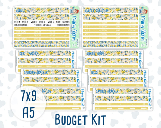 Kit 0274 - Budget - For 7x9 & A5 Planners | Notebooks - July - Sunny Lemon Shore