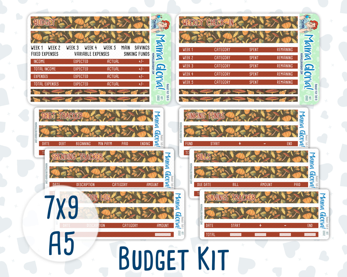Kit 0302 - Budget - For 7x9 & A5 Planners | Notebooks - November - Thankful Season