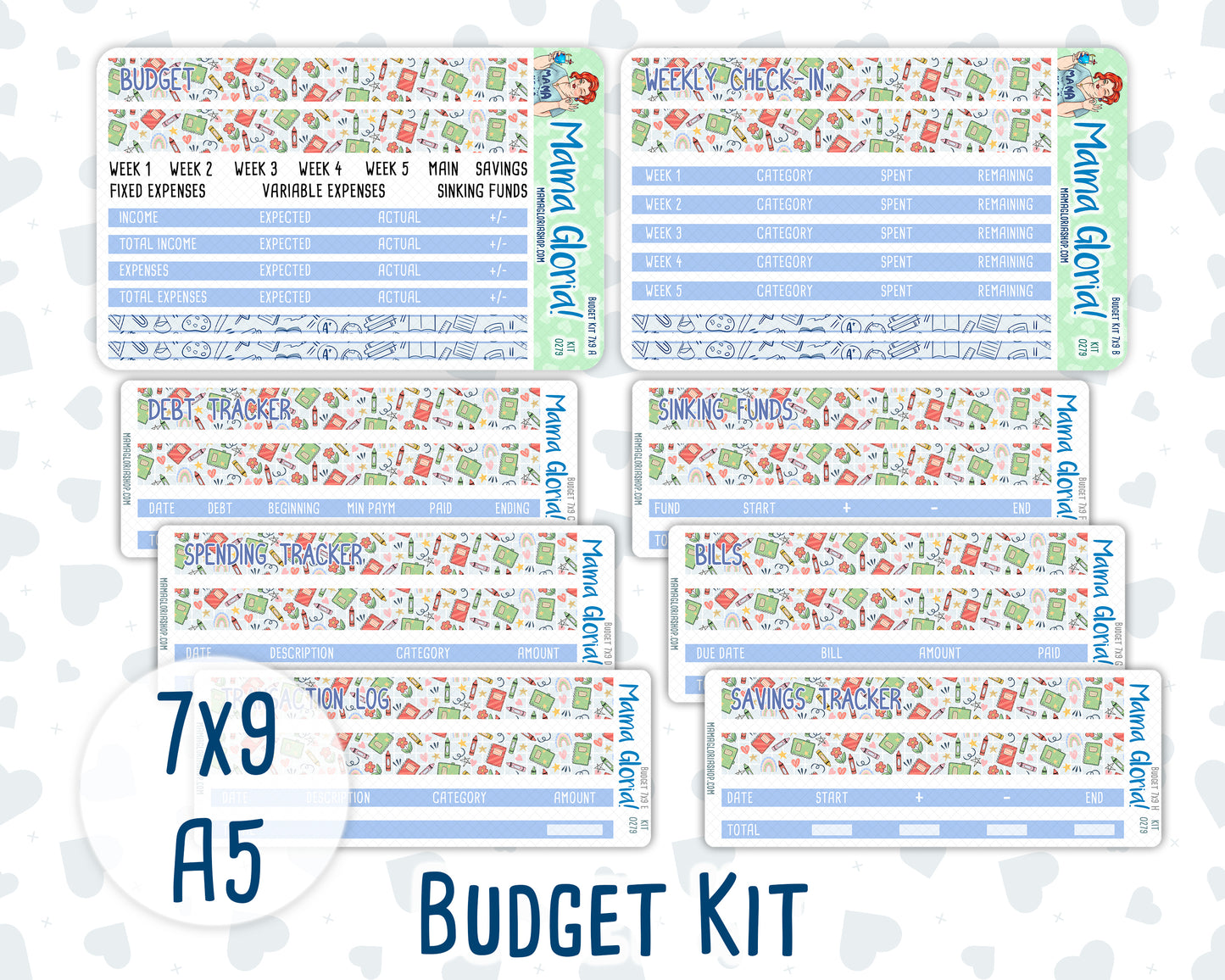 Kit 0279 - Budget - For 7x9 & A5 Planners | Notebooks - August - Not Ready For School