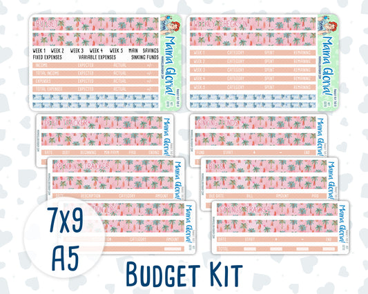 Kit 0270 - Budget - For 7x9 & A5 Planners | Notebooks - June - Beachside Bliss