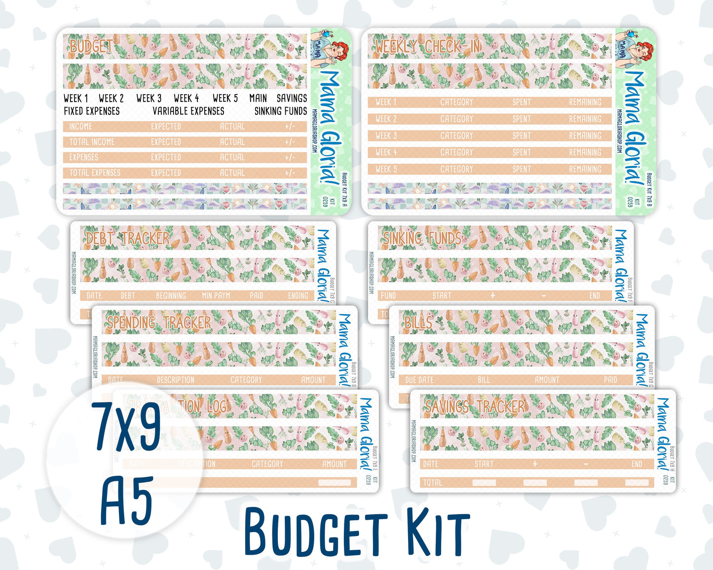 Kit 0259 - Budget - For 7x9 & A5 Planners | Notebooks - March - Spring Garden Chores